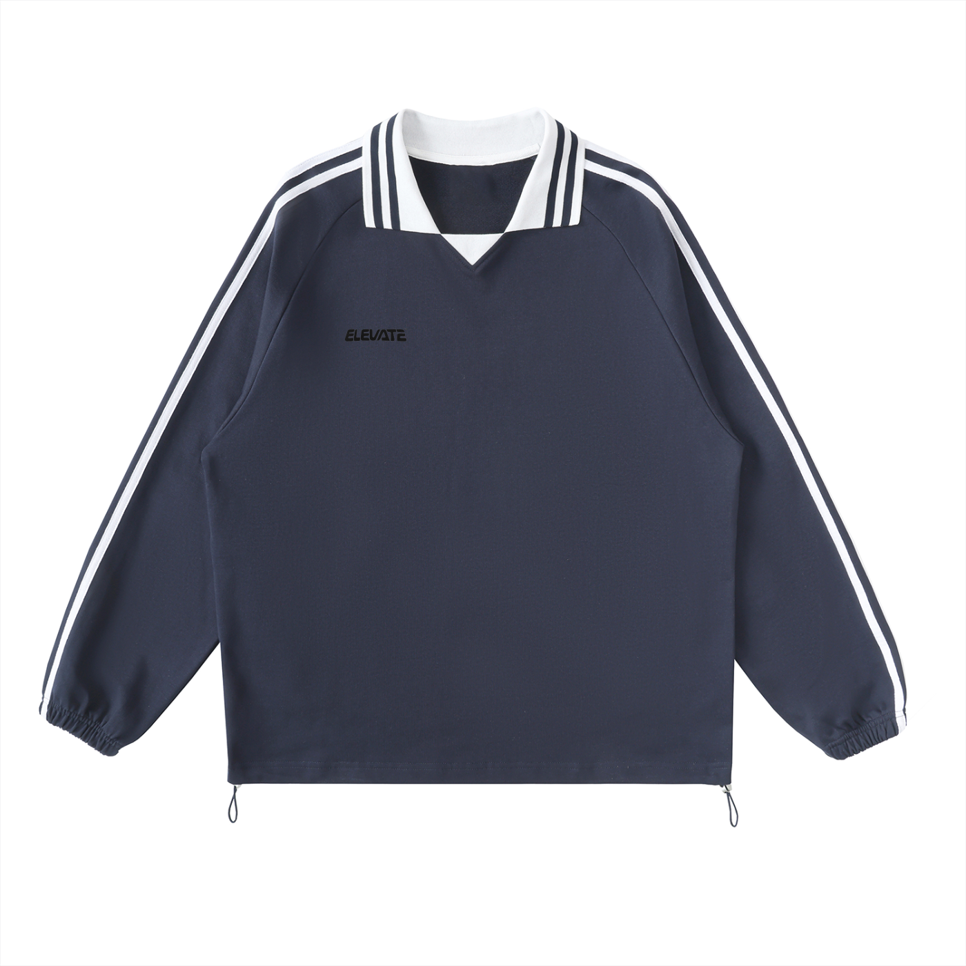 Contrast Striped Elevate Collar Sweatshirt