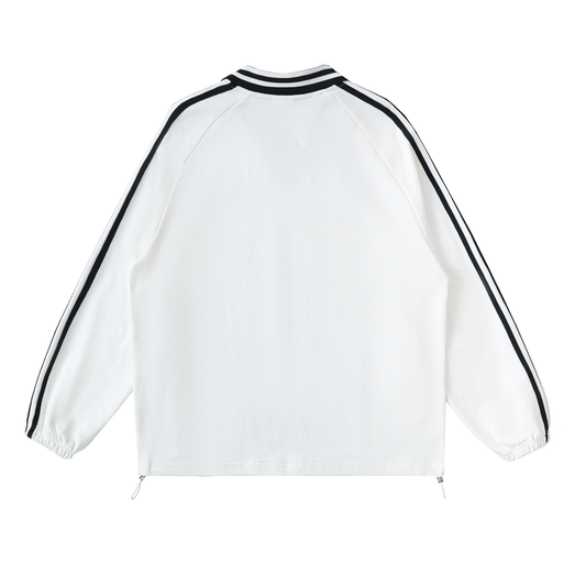 Contrast Striped Elevate Collar Sweatshirt