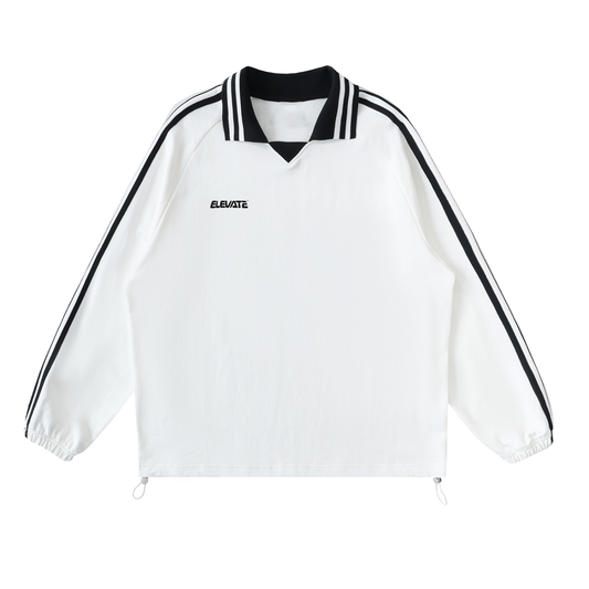 Contrast Striped Elevate Collar Sweatshirt