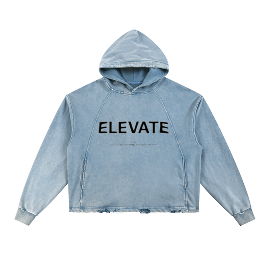Vintage Washed Frayed-Hem Elevate Hoodie